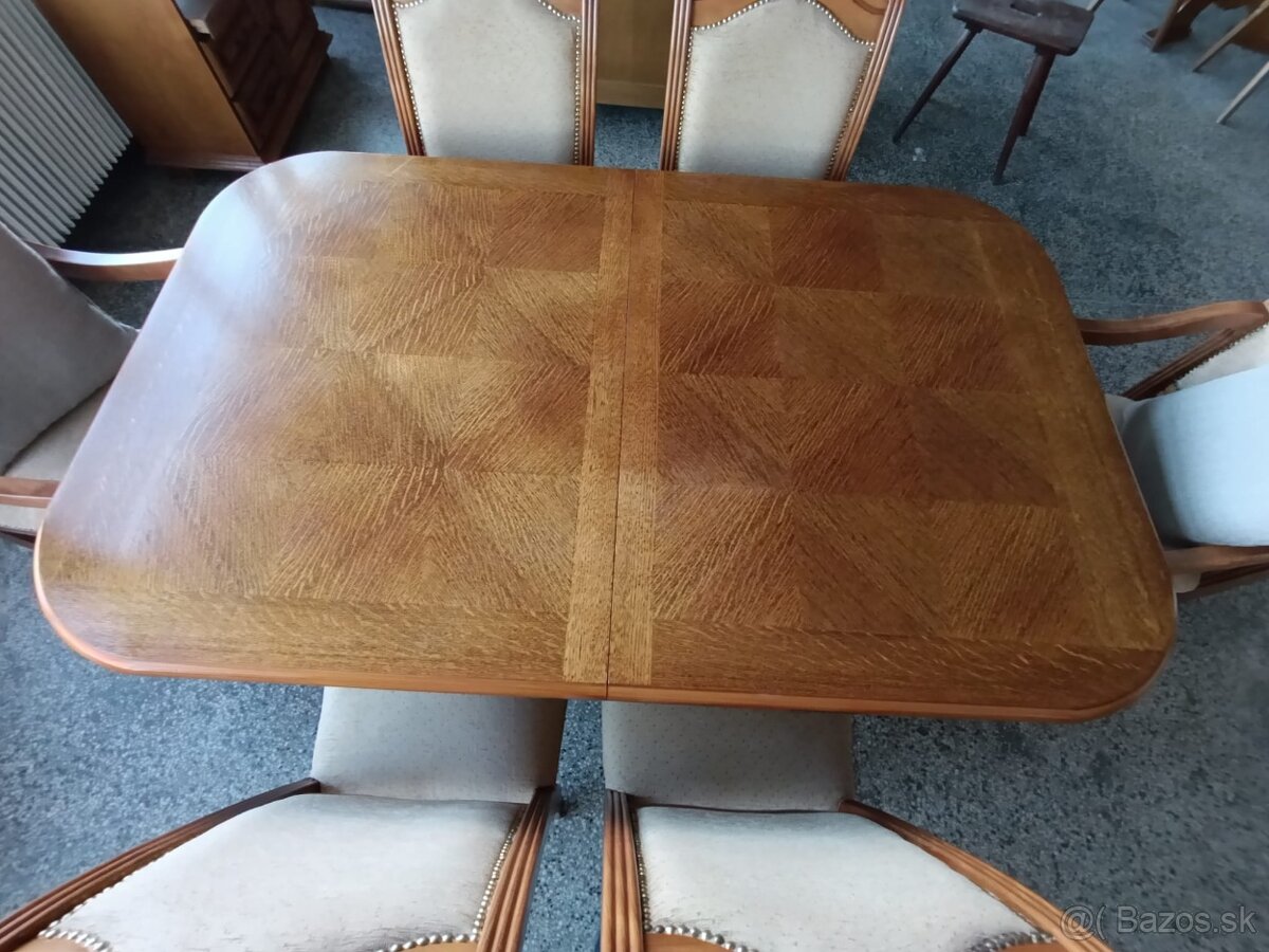 Rustikální jídelní set, stůl, židle, křesla, masív - 10