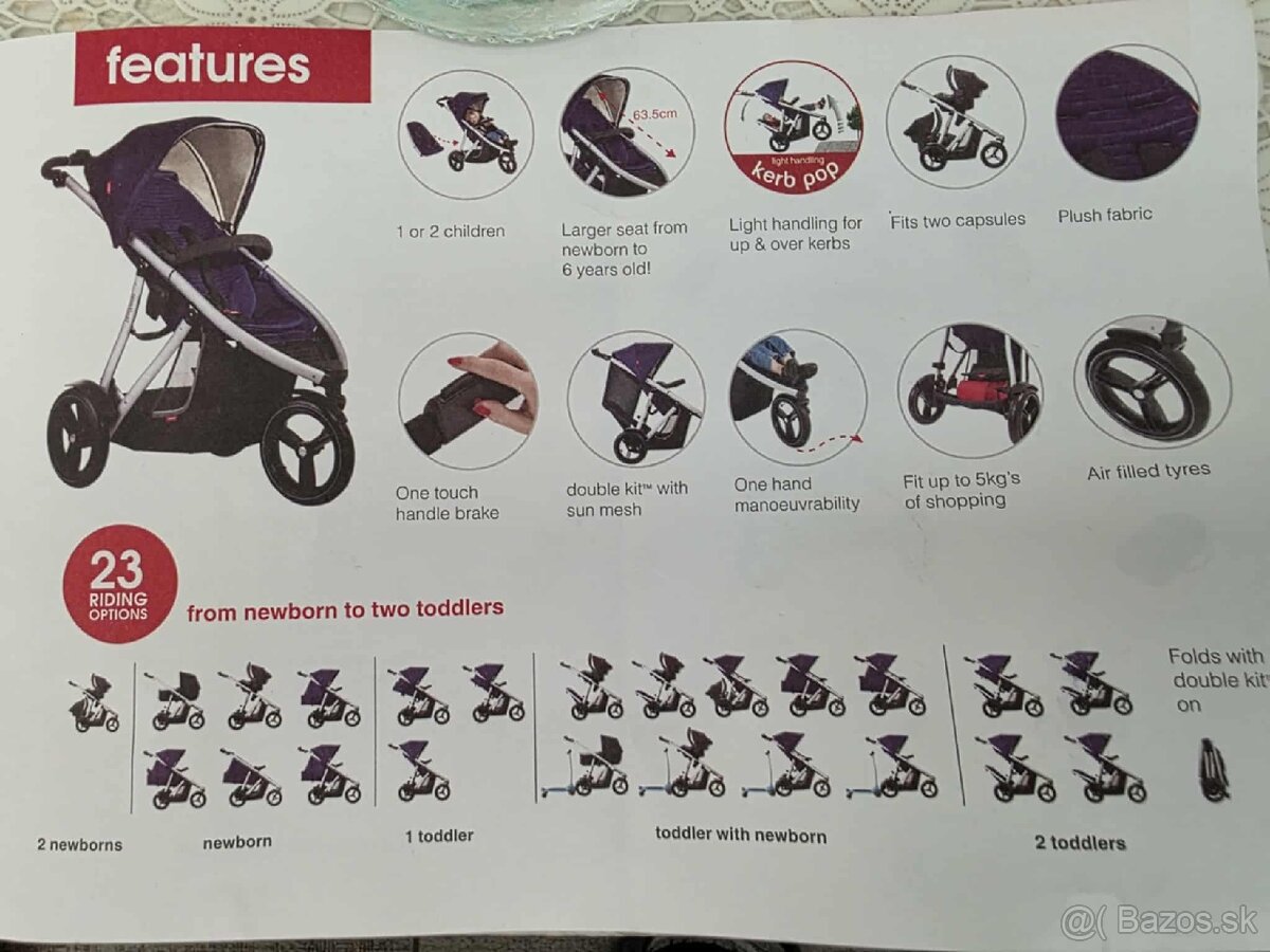 Phil&Teds Vibe súrodenecký kočiar - 10