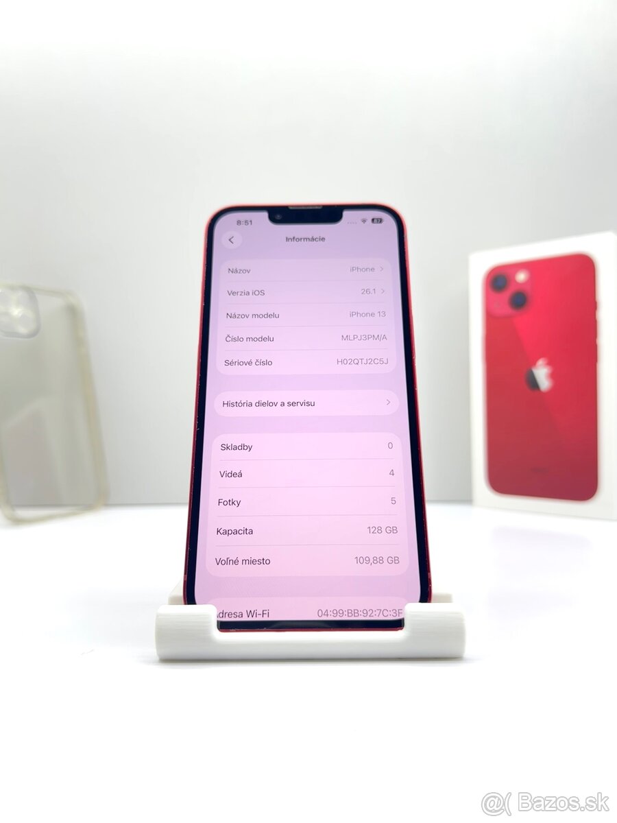 iPhone 13 RED 128GB NOVÁ BATÉRIA 100% ZDRAVIE - 10