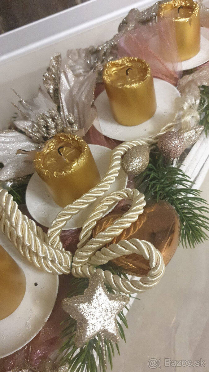 adventný vianočný sviatočný veniec + ozdobné hviezdy z dr - 10