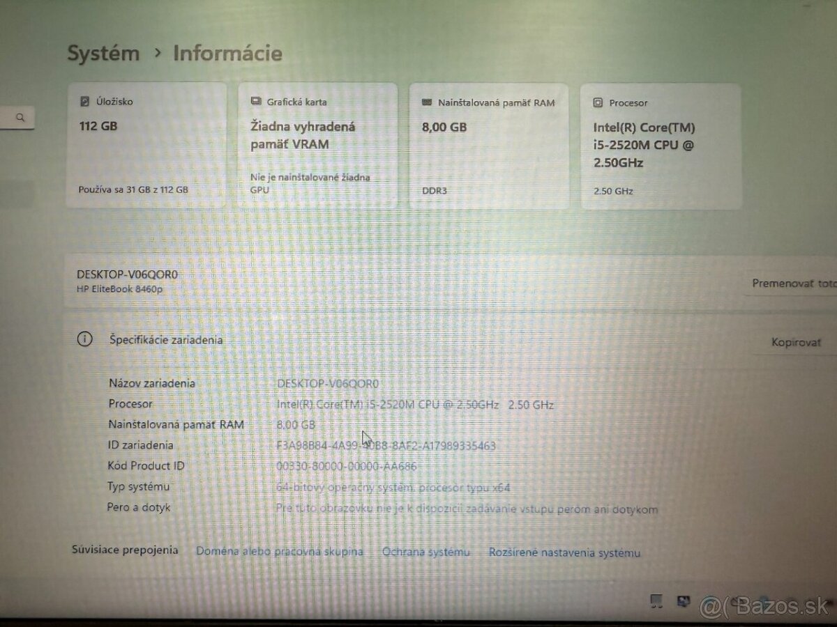 Notebook HP EliteBook 8460p i5-2520M/8GB RAM/120GB SSD - 10