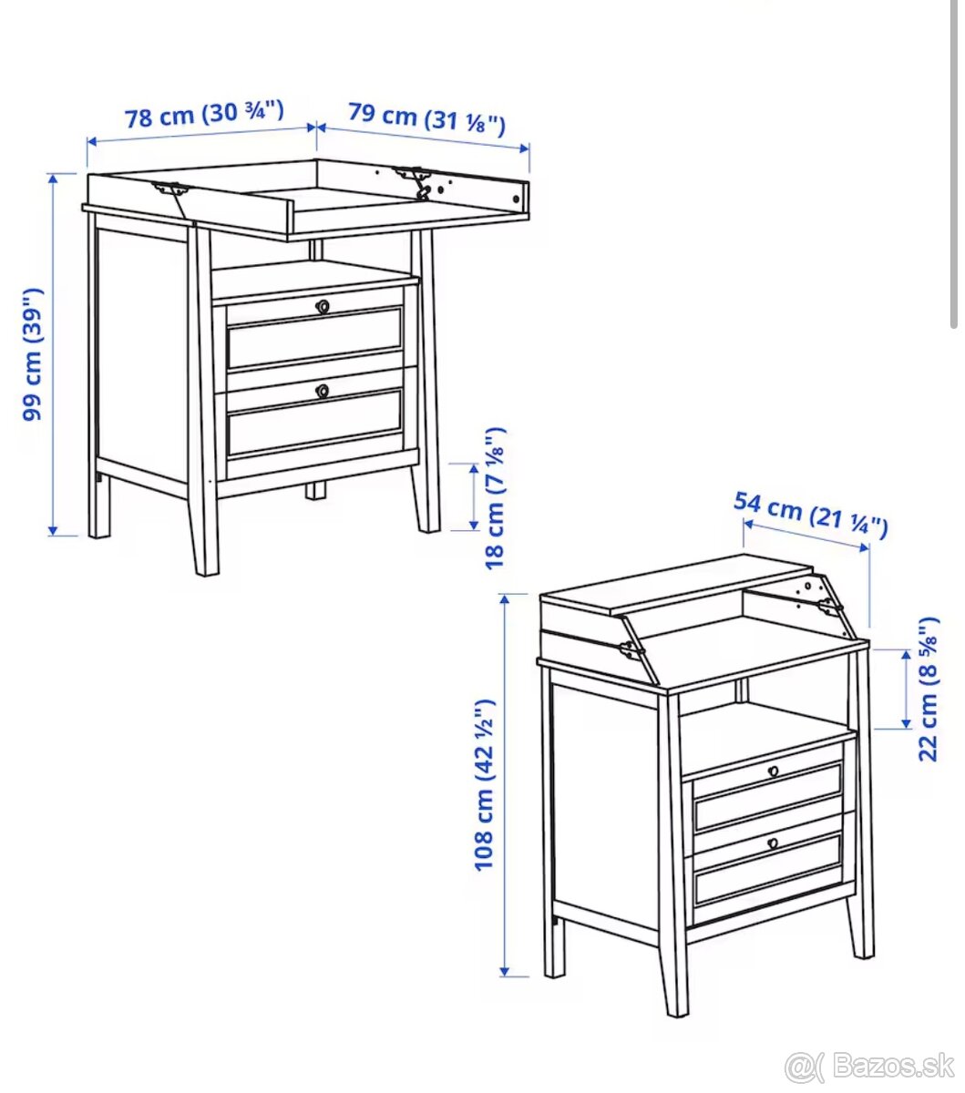 Detska postielka s matracom a komodou - 10