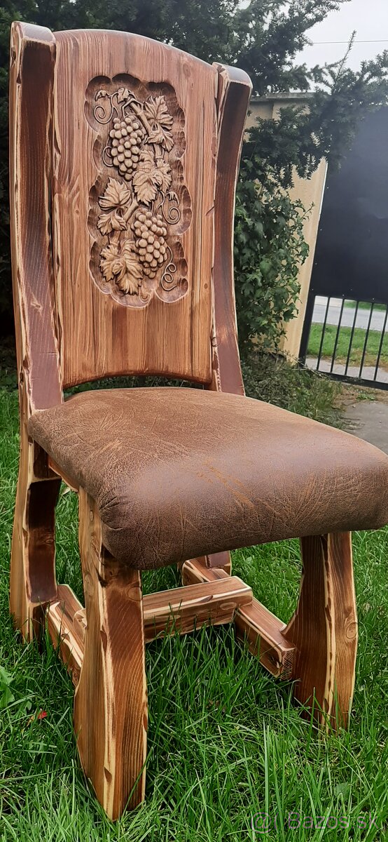 Drevený stôl 160×90 +6 stolićkov do vinnice - 10