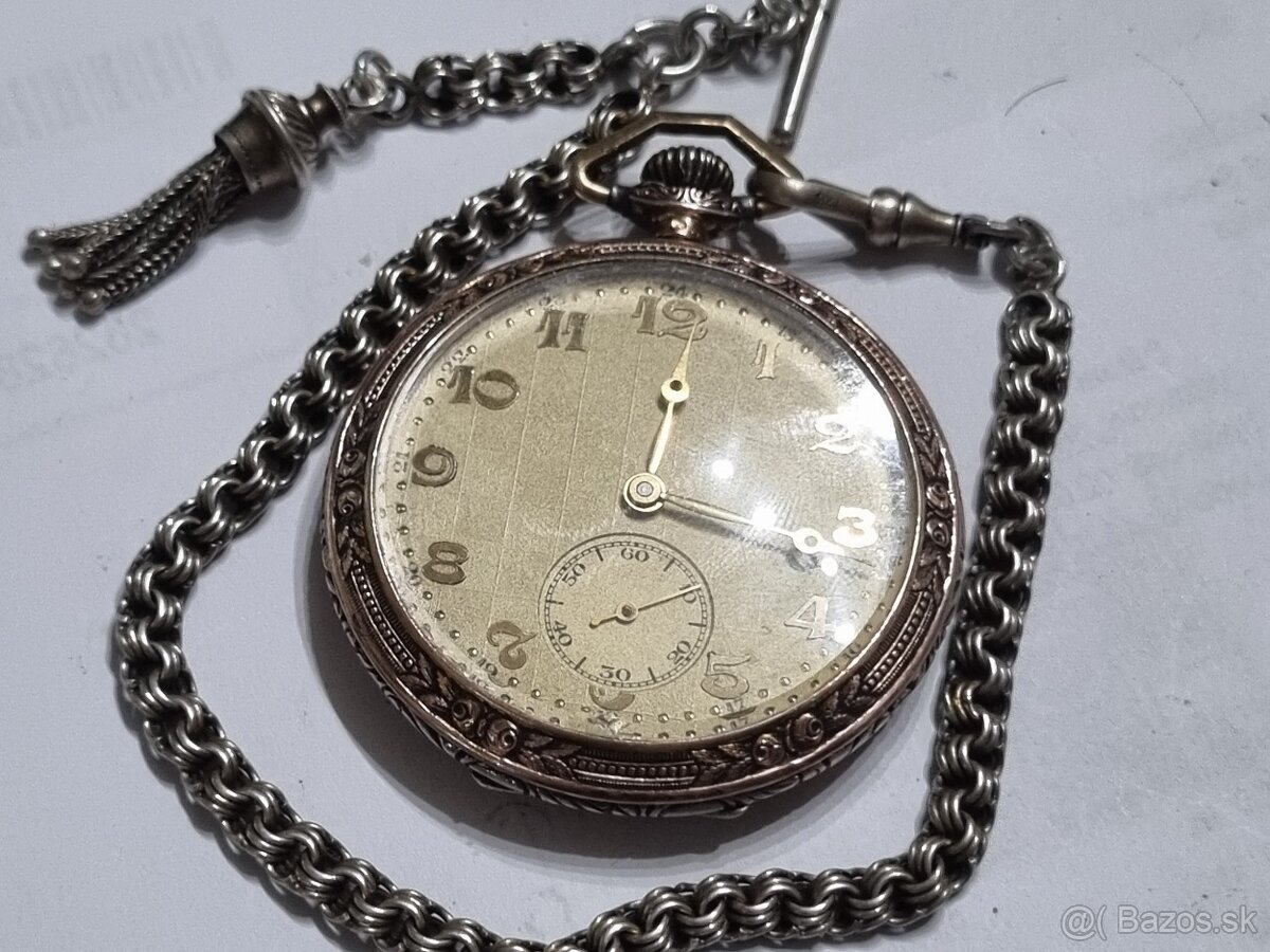 Strieborné, vreckové hodinky,Lanco. - 10