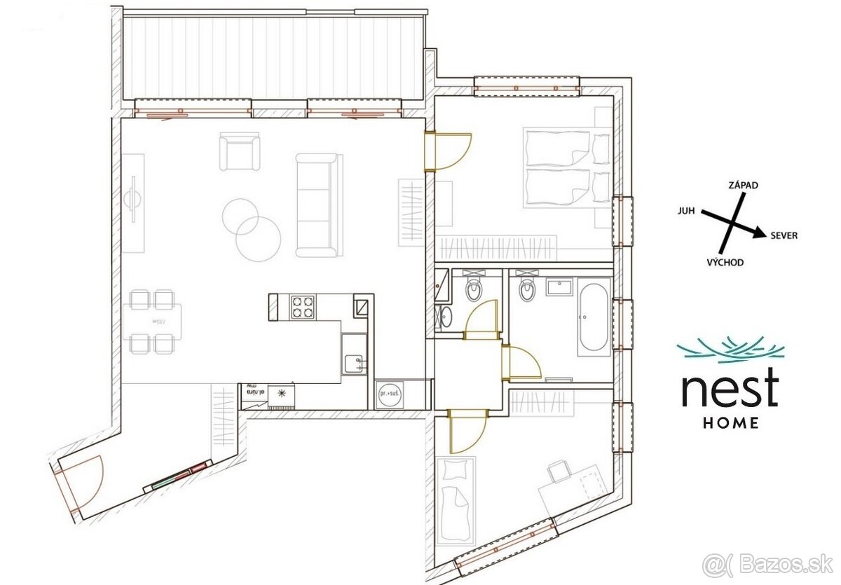 3-izbový byt s terasou v NOVOSTAVBE, Popradská, KE - 10