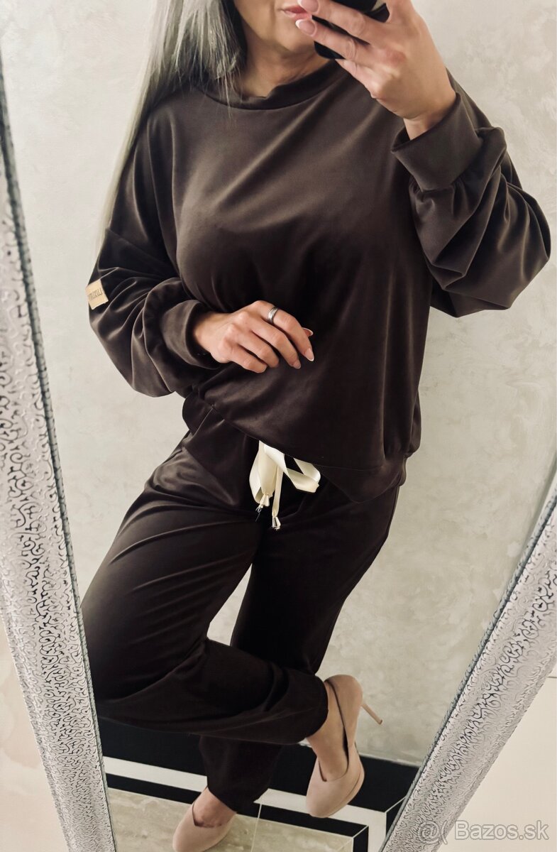 Damska talianska velurova suprava choco - 10