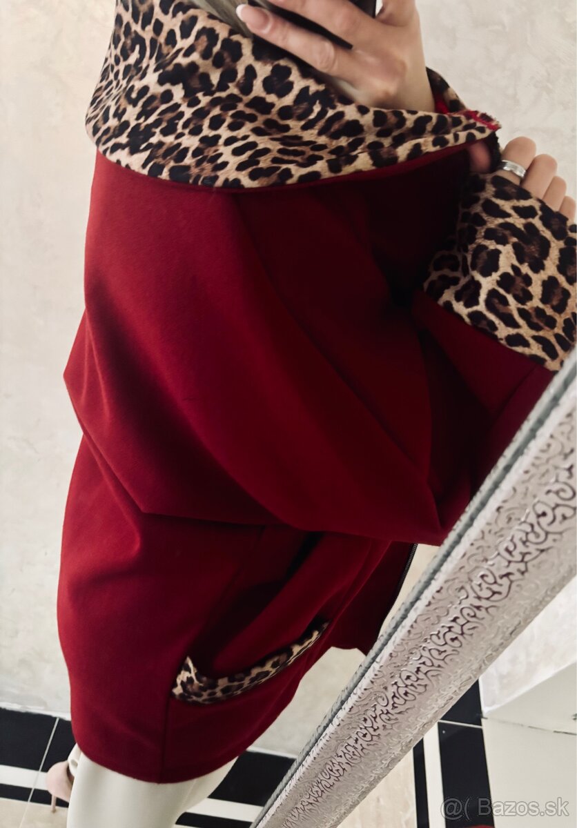 Damsky oversize kabatik bordo - 10