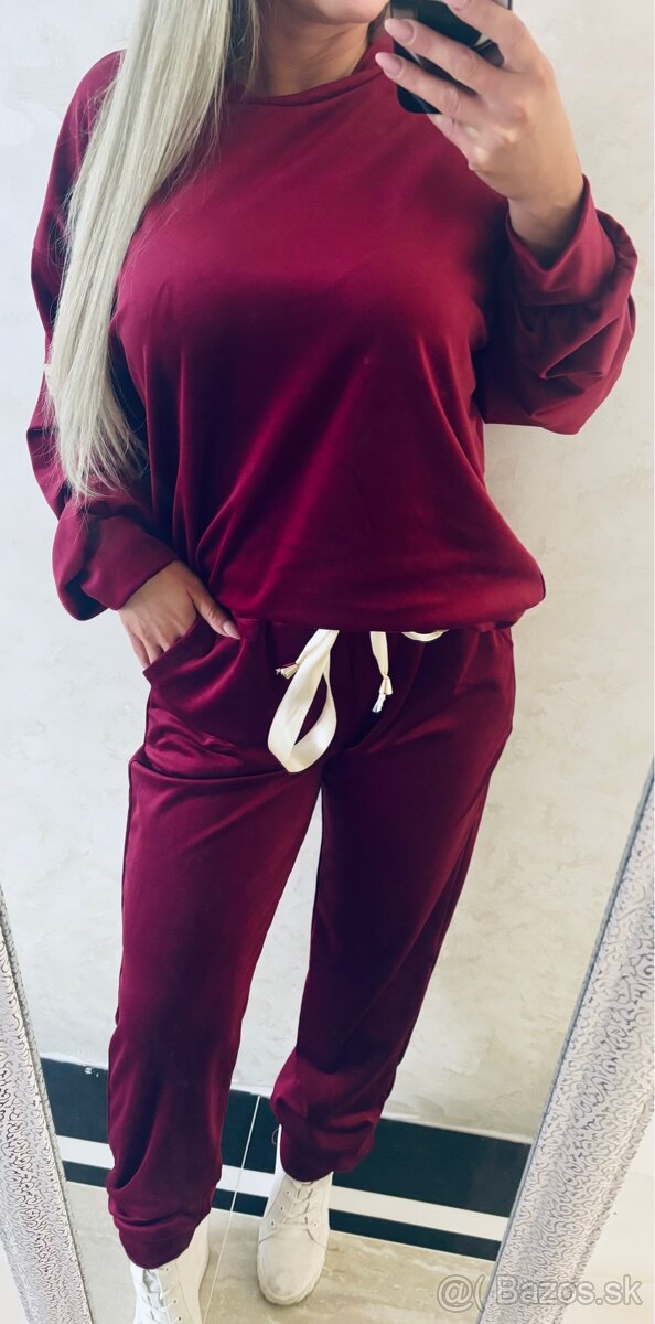 Damska talianska velurova suprava bordo - 10