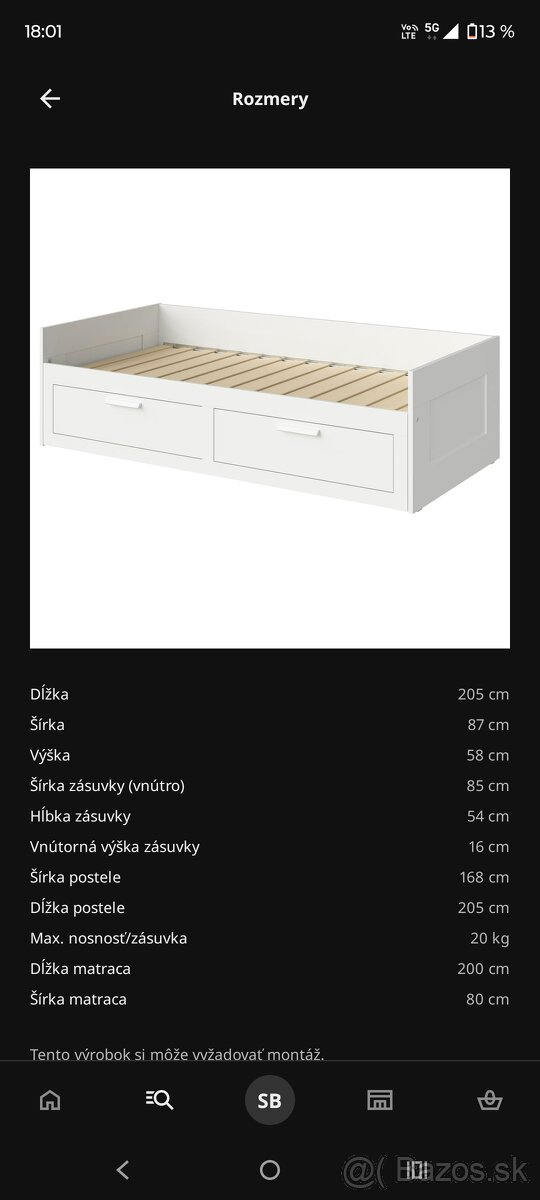 Rozkladacia posteľ BRIMNES IKEA - 10