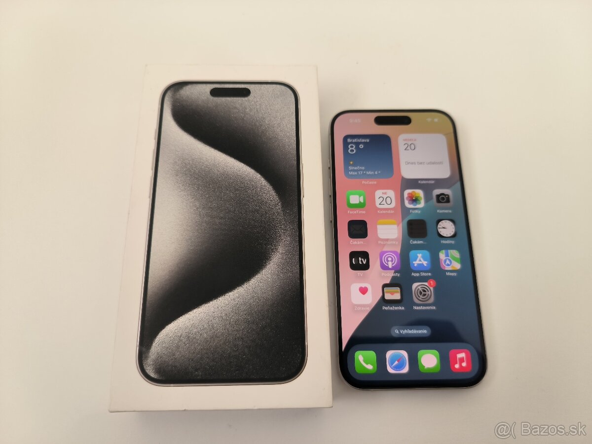 apple iphone 15 PRO 128gb White Titanium / Batéria 88% - 10