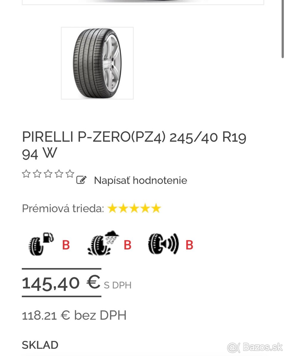 245/40 R19 94W letné PIRELLI PZERO - 10