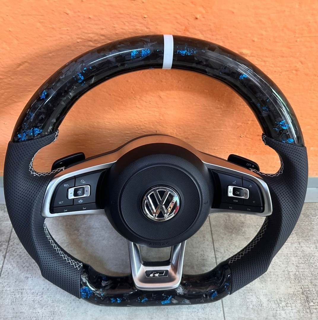 VOLANT VOLKSWAGEN R RLINE GTD GTI - KOZA / Modry KARBÓN - 10
