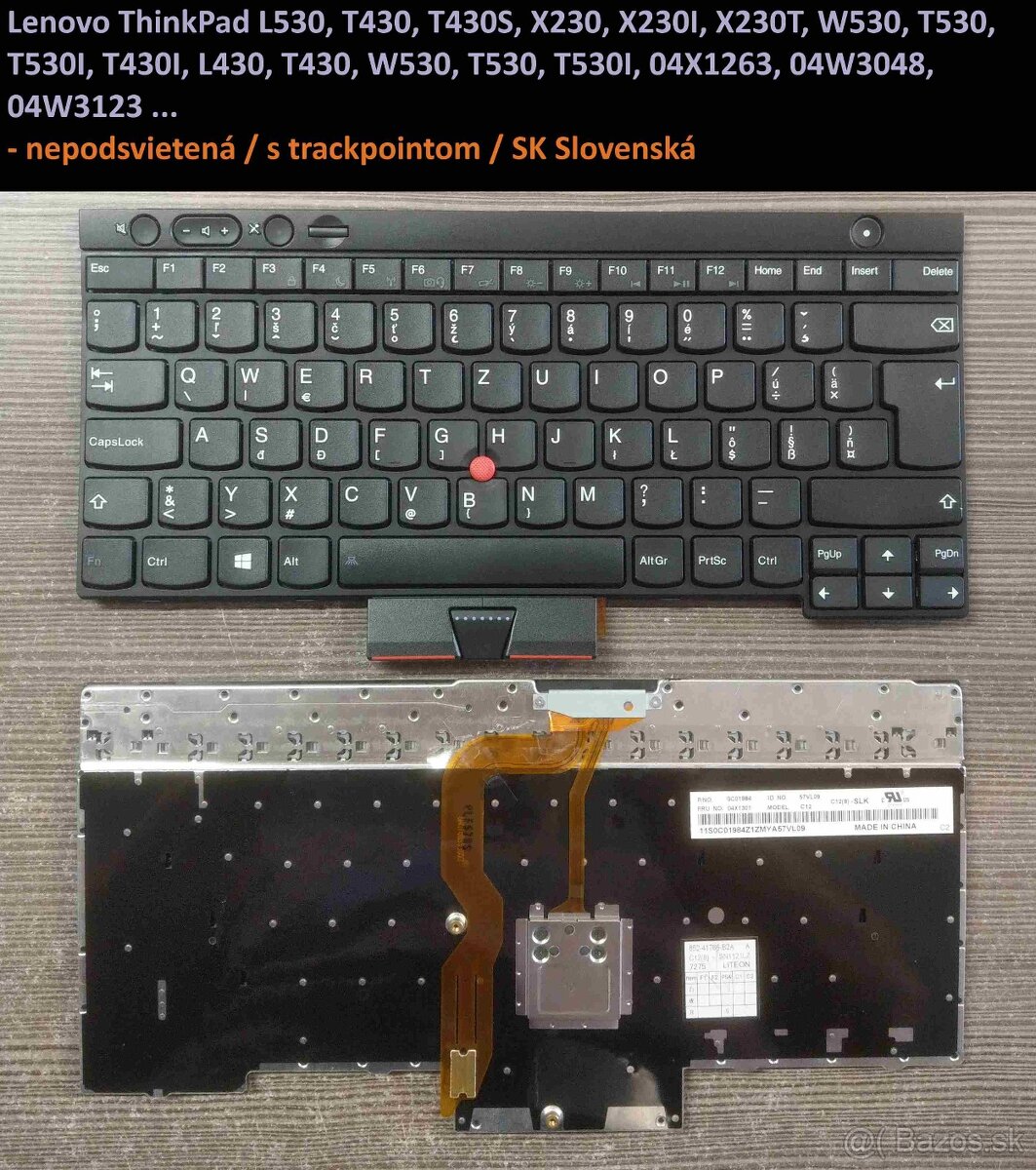 Klavesnice Lenovo X240/E480 L480/L530 T430 T530/ E450/E470 - 10
