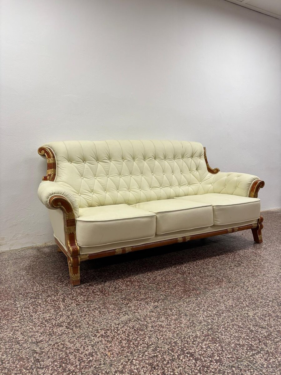 CHESTERFIELD ŠTÝL,HRUBOKOŽENÁ ,KOMB.S DREVOM - 10