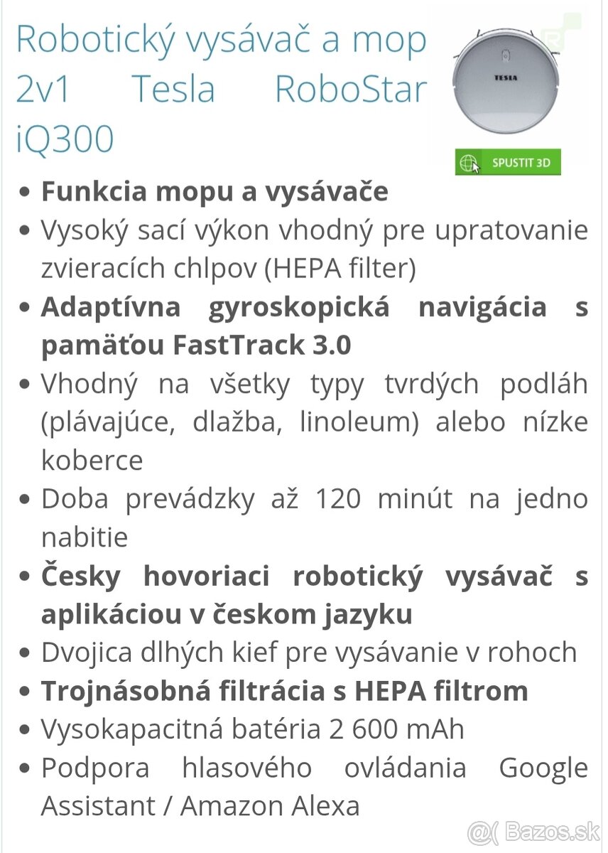TESLA robotický vysávač s mopom IQ 300 - 10