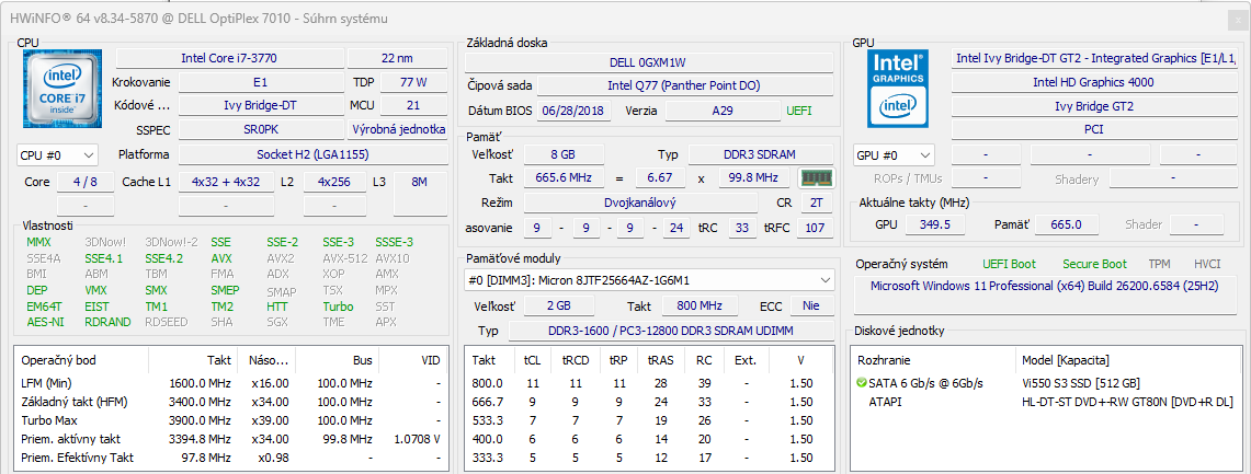 Dell Optiplex 7010, i7-3770, 8GB DDR3, 512GB SSD - 10