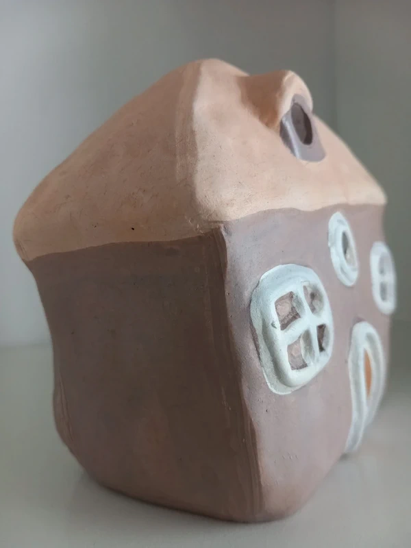 Sada 3ks ručne robené keramické domčeky na sviečku - 10