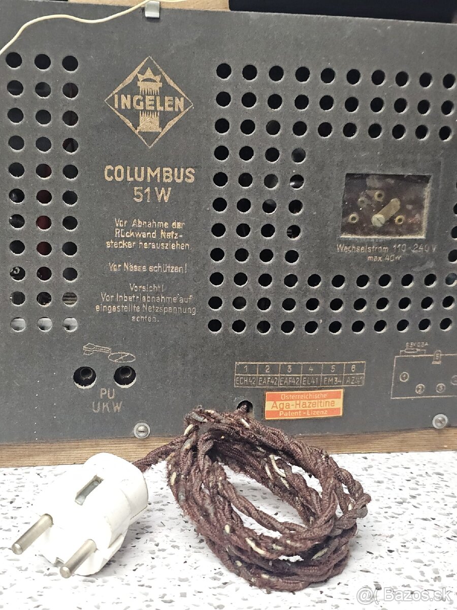☆ Starožitné elektronkové radio INGELEN COLOMBUS 51W - 10