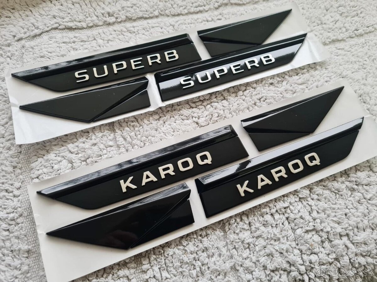 ČIERNE Nápisy s chrómovymi pismenami pre ŠKODA Modely - 10