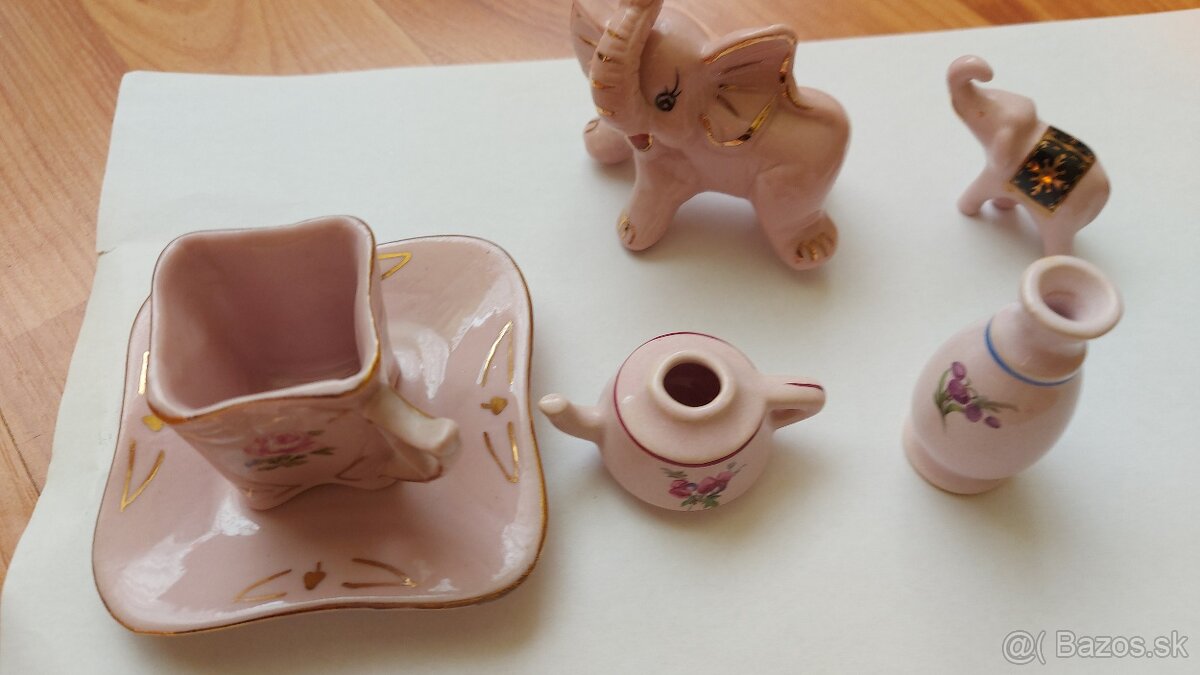 Ružový mini porcelán a miniaturky - 10
