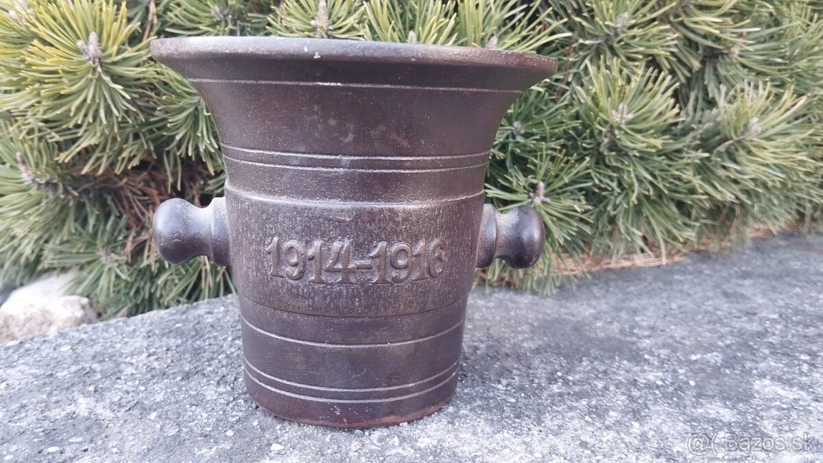 Starý válečný litinový mažiar s dělem r.1914-1916 - 10