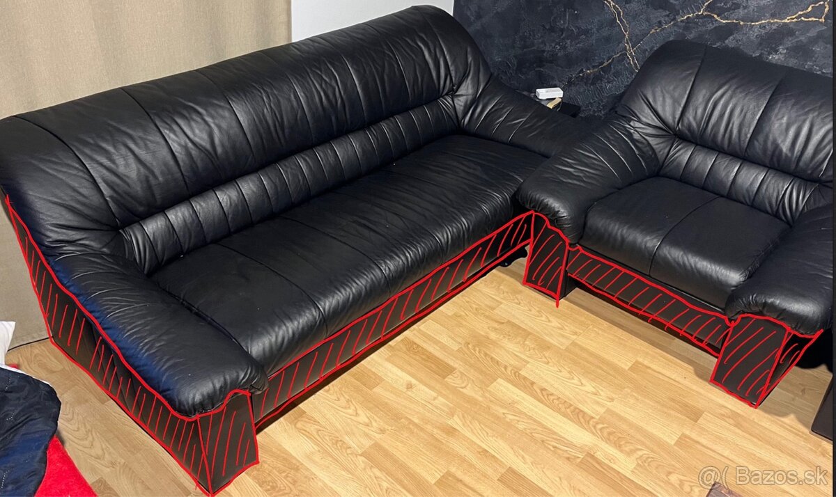 Predam koženú sedačku a 2 kresla - 10