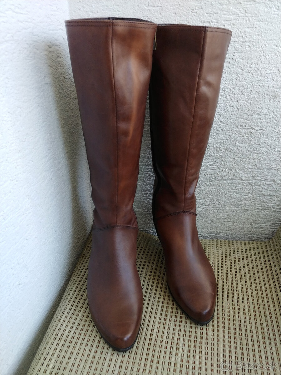 Zateplene kozene cizmy, gastanova farba, velkost 39 - 10