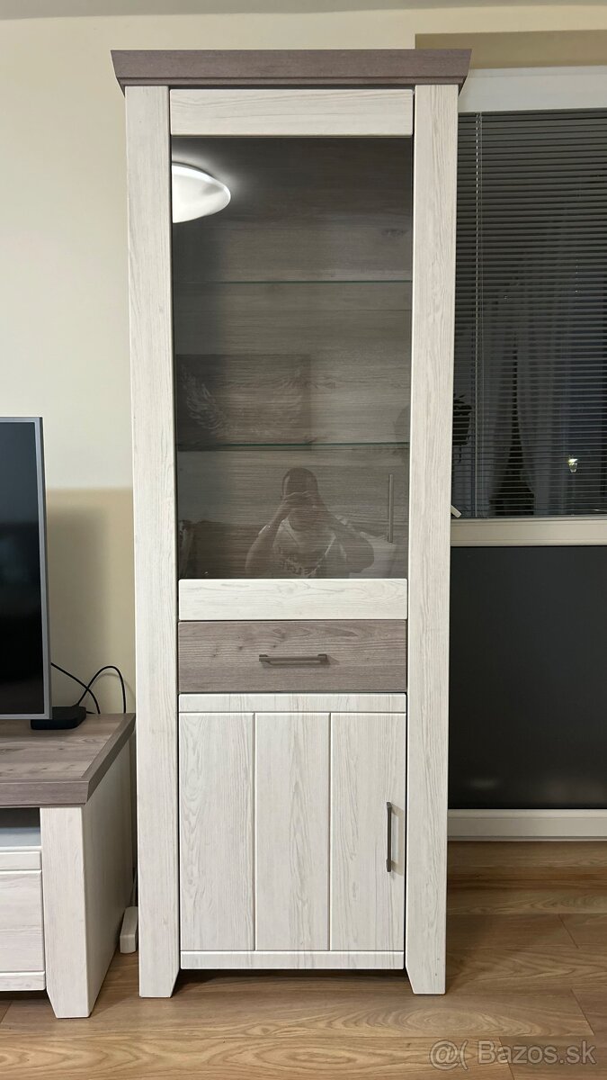 Obývacia stena Cruz, kombi, bielená pínia/šedý dub - 10