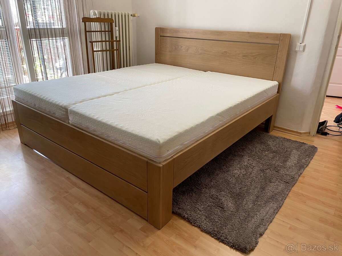 Masívna dubová posteľ 180x200cm s výsuvnými boxami - 10