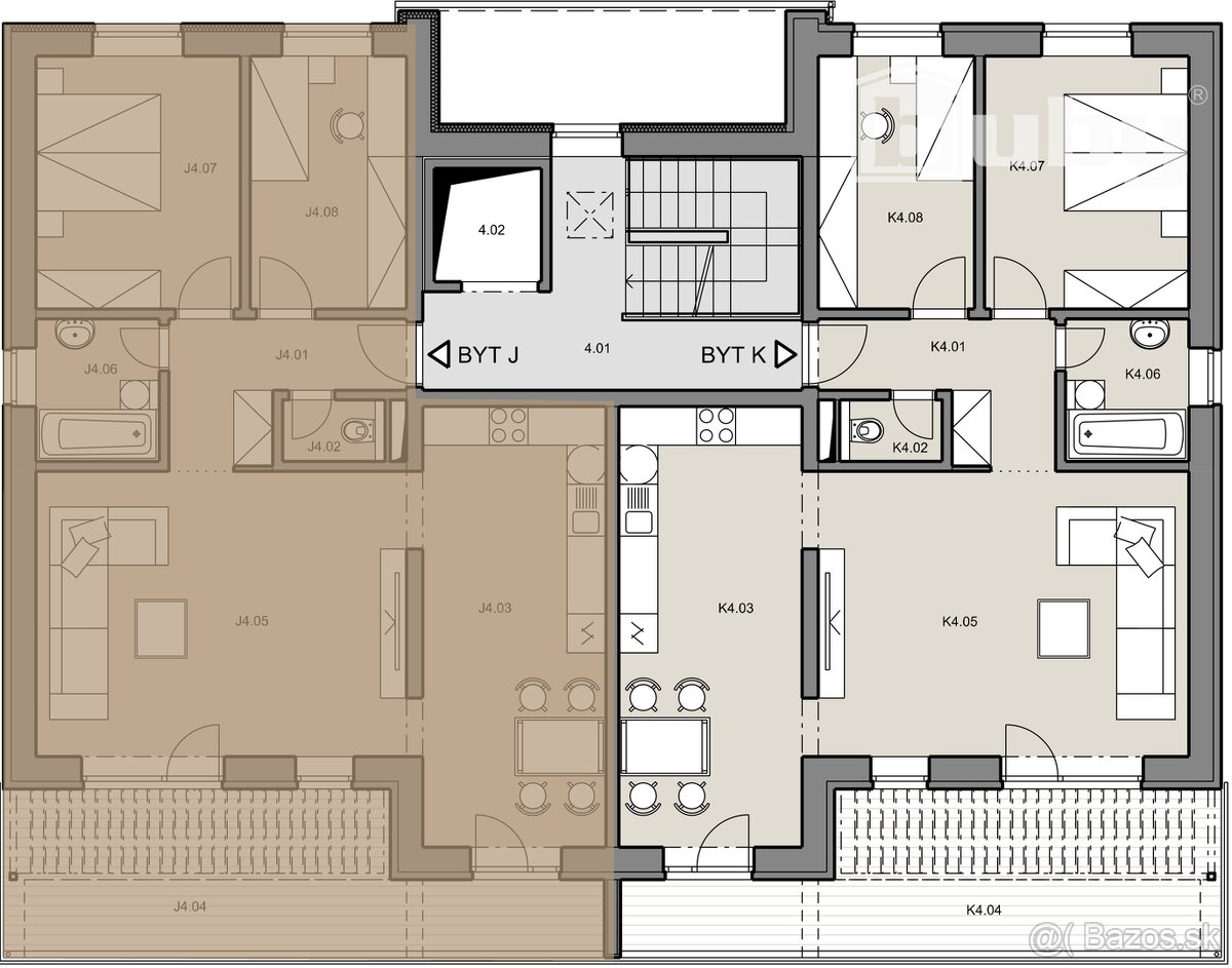3 izbový byt s terasou, č. IIB_10J, v novostavbe na predaj, - 10