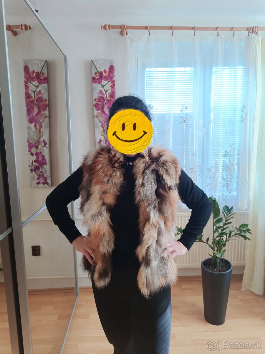Líščia kožušinová vesta s leopardím vzorom - 10