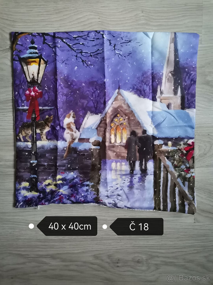Vianočné obliečky na vankúš 40 x 40cm NOVE - 10