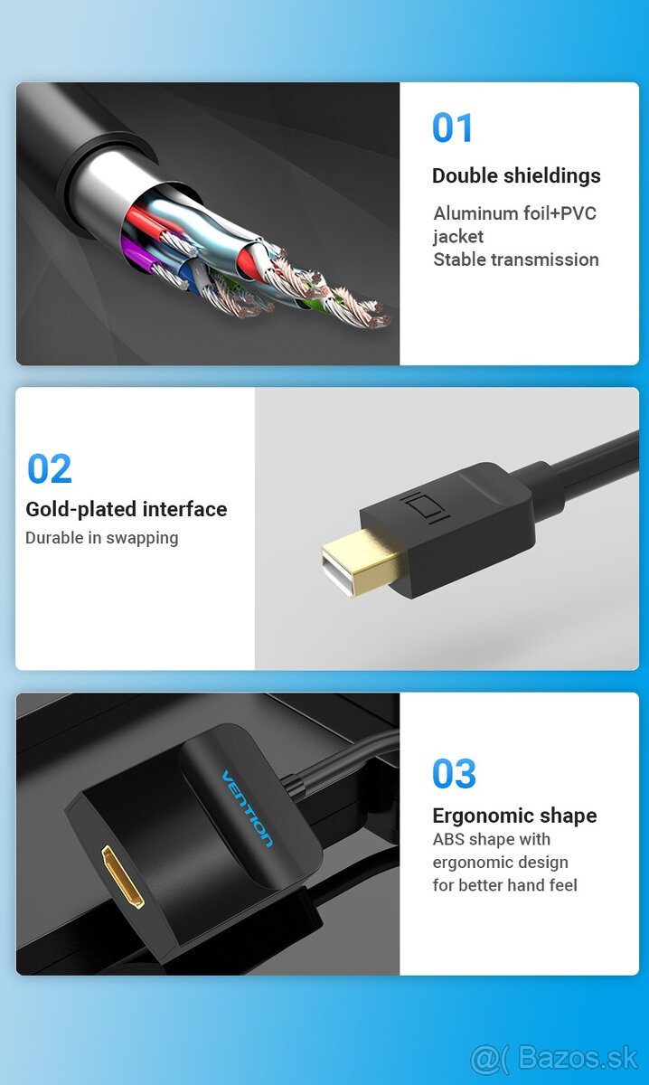 VENTION adaptér Mini DP / Thundebolt - HDMI, 4K, NOVÝ - 10