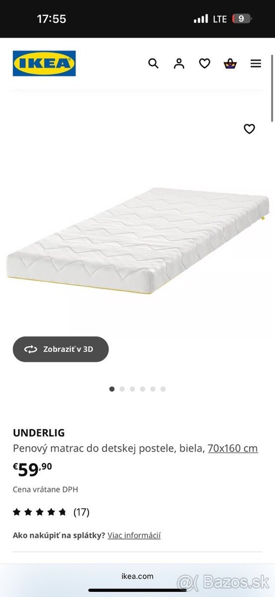 Detská posteľ IKEA KRITTER 70x160 cm + matrac - 10