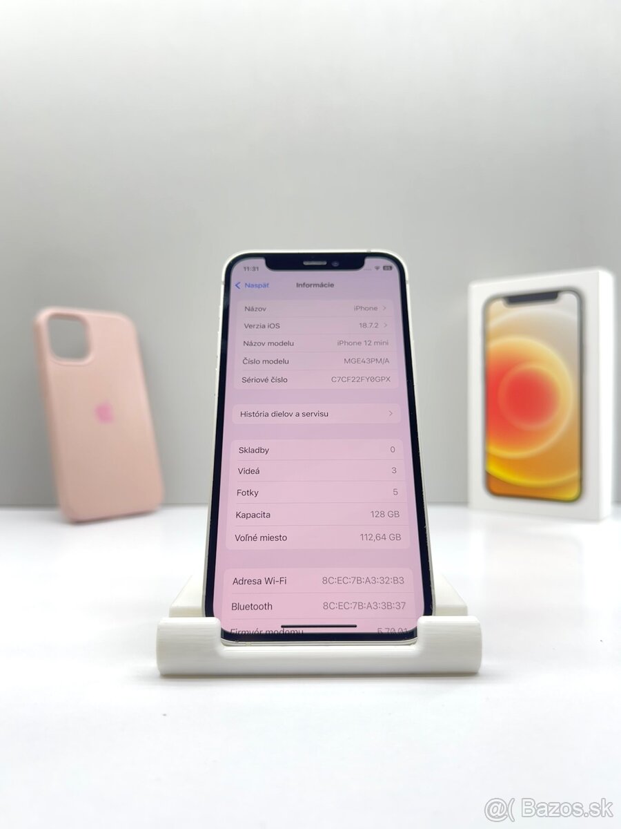 iPhone 12 MINI 128GB WHITE TOP STAV BATÉRIA 100%+APPLE KRYT - 10