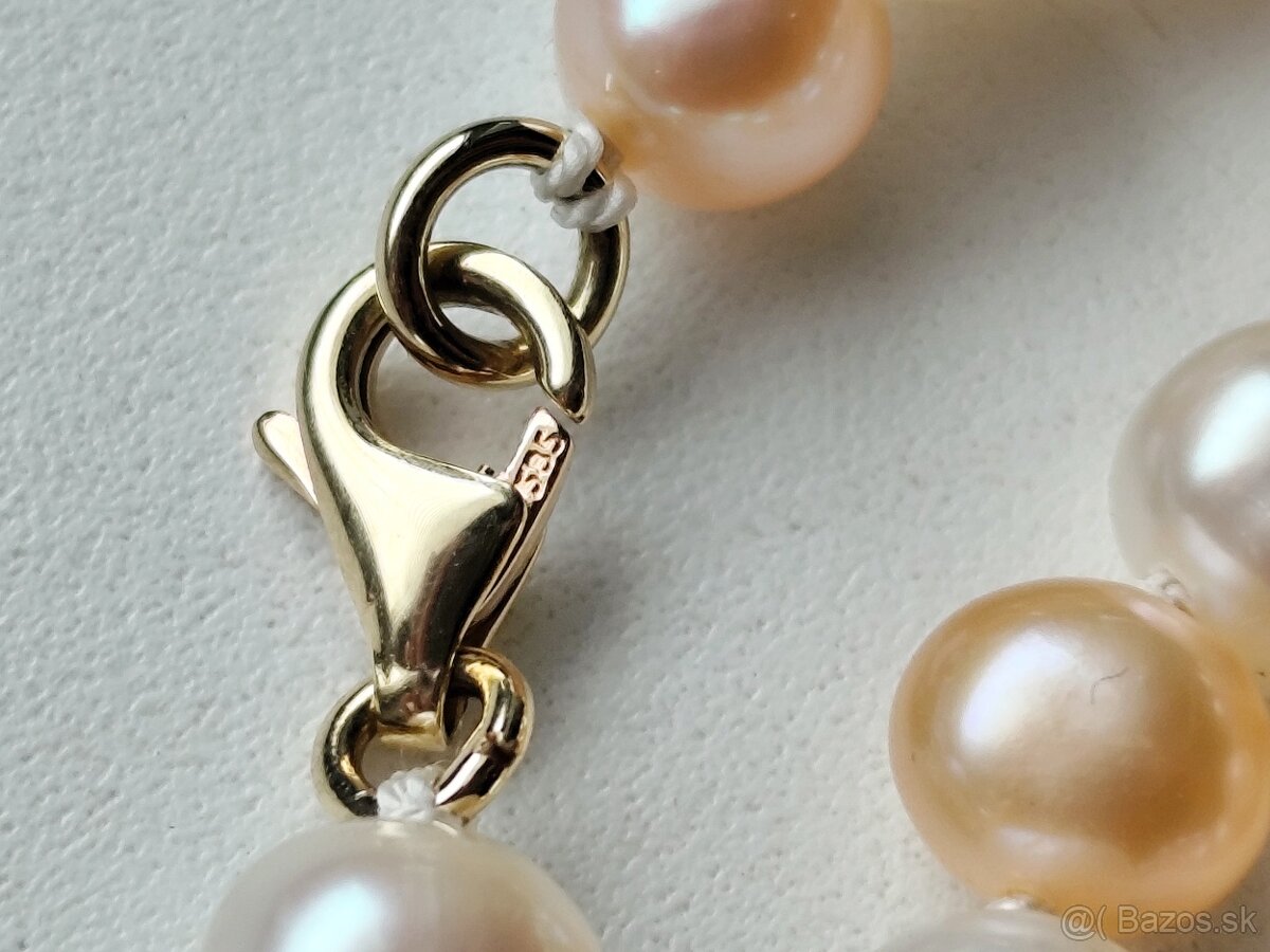 Náhrdelník riečne perly zlato 14k 585 perlový náhrdelník - 10