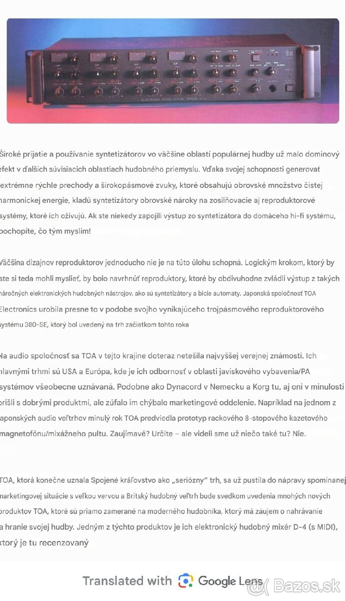 ELECTRONIC MUSIC MIXER TOA MODEL D-4 》 hudobný mixážny pult - 10