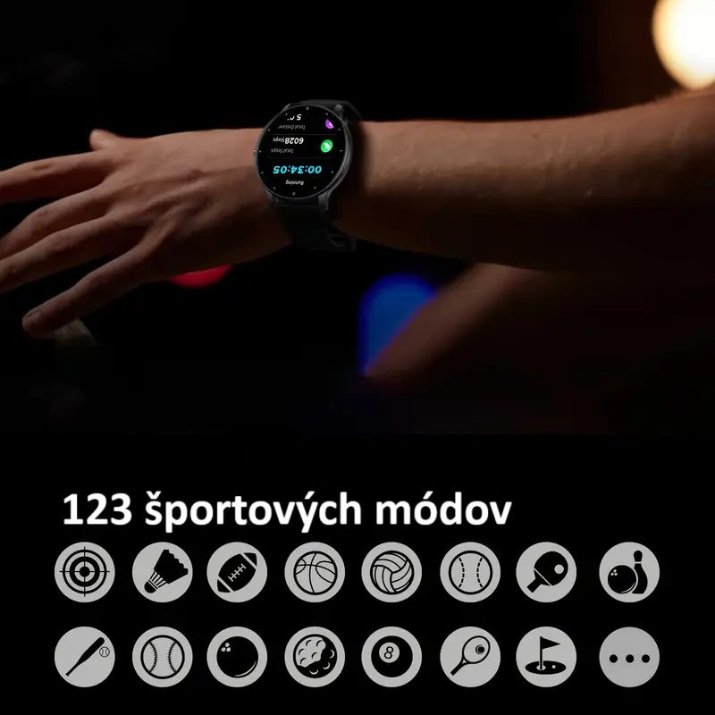 Fitness smart hodinky okrúhle, možnosť volania - 10