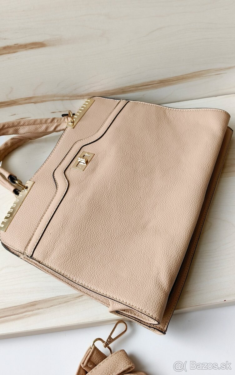 Kabelka béžová kožená nová - 10