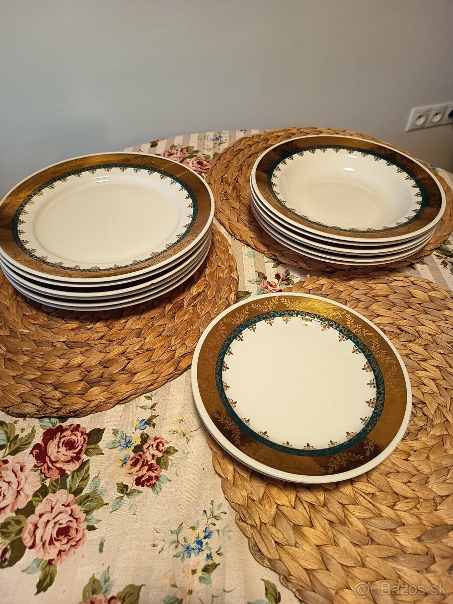 Obedova suprava zeleno-zlata, porcelan - 10