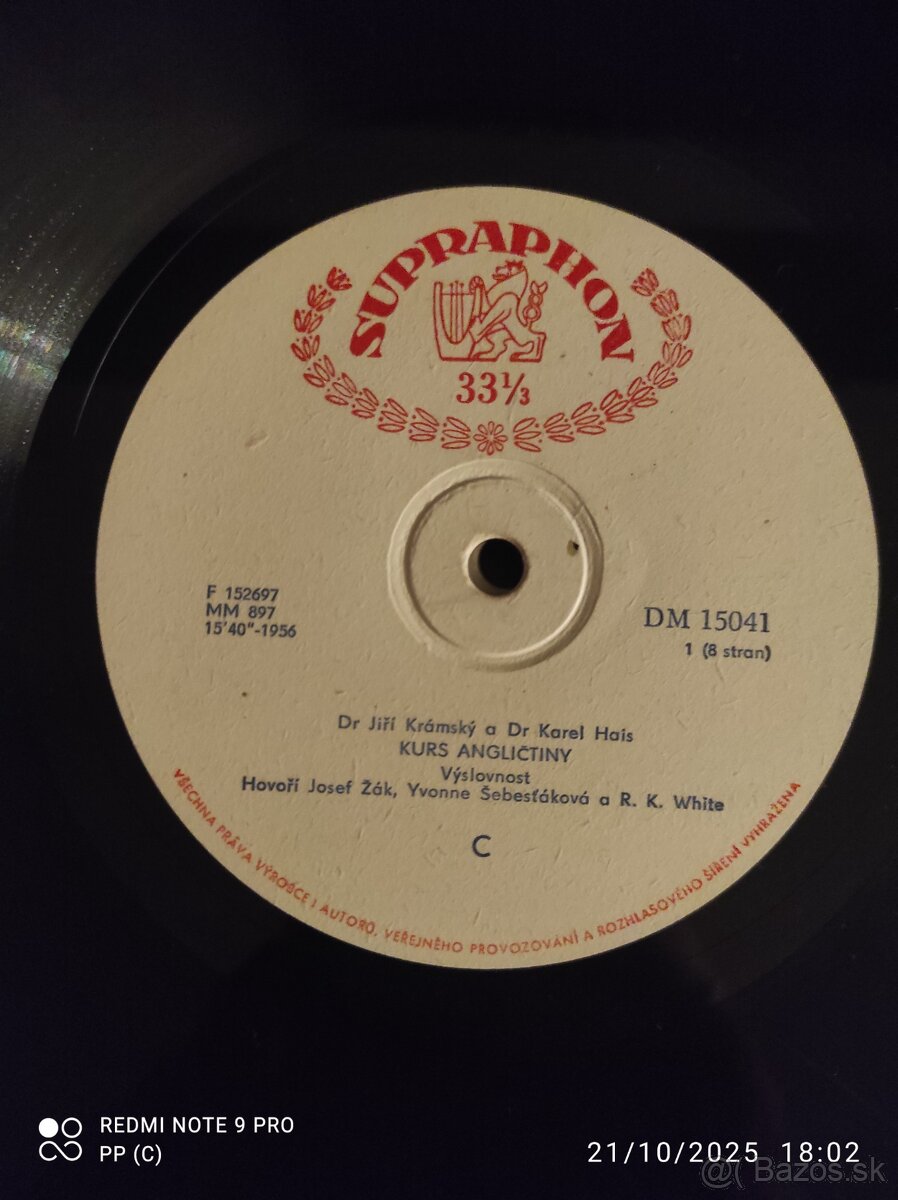 LP ROK 1956 RARITA SUPRAPHON ANGLICTINA - 10