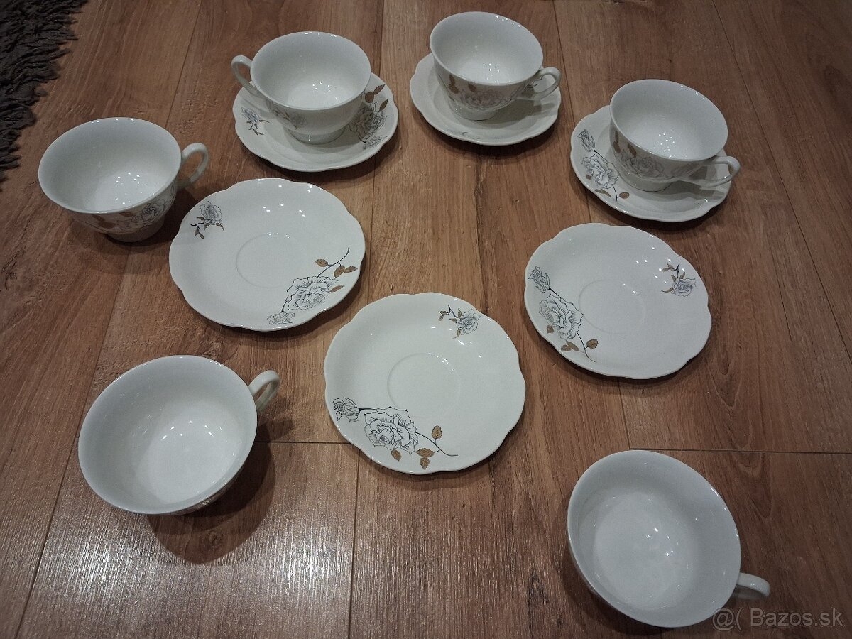 Porcelánová čajová sada - šálky + podšálky - 10