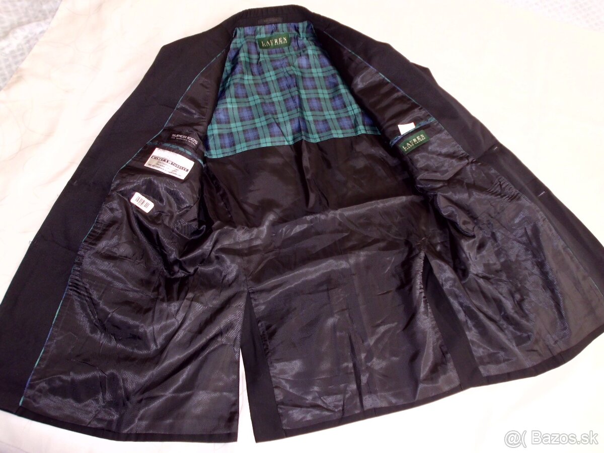 Ralph Lauren pánske vlnené sako čierne L - 10