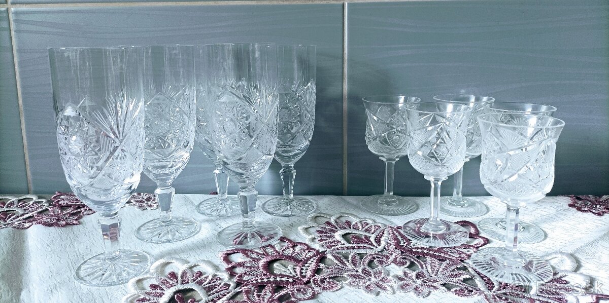 Krištáľ - misa , poháre, - 10