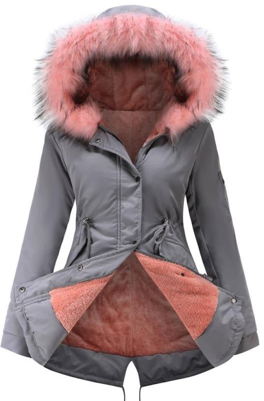 Šedá vetrovka s ružovou kožušinkou - 10
