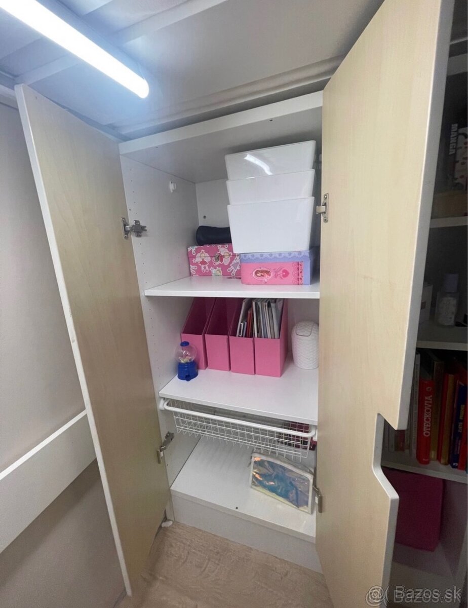 Vysoká detská posteľ so stolom a zásuvkami - 10