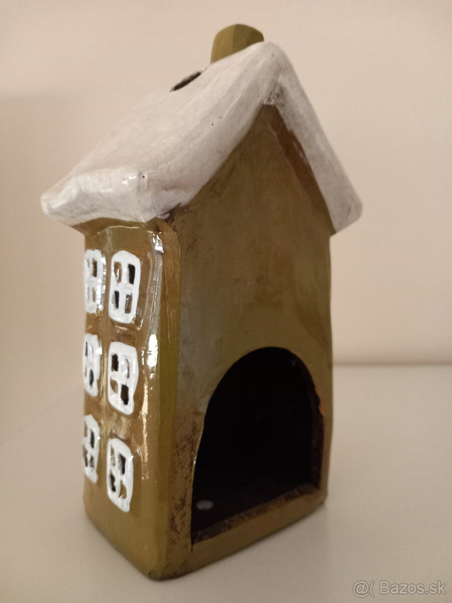 Keramický domček na čajovú sviečku 20x12x8 cm - 10
