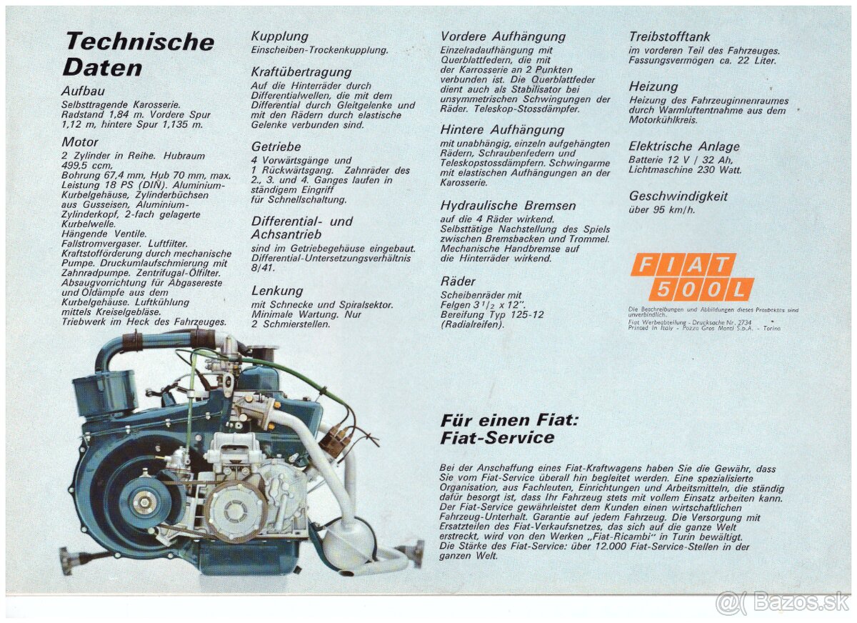 prospekty FIAT: 1100, 500L, 850 SPORT SPIDER, 850 - 10