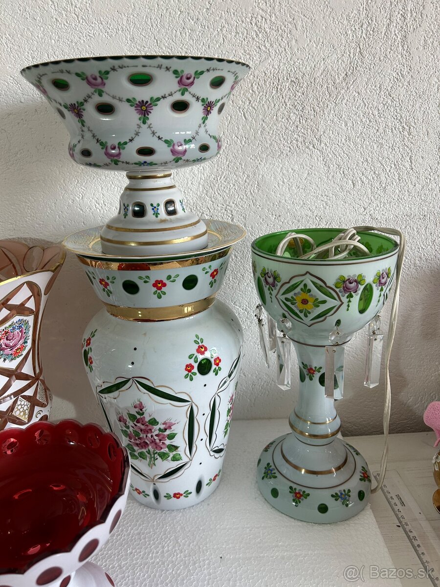 Vrstvene opalove prejimane sklo vaza misa bohemia - 10