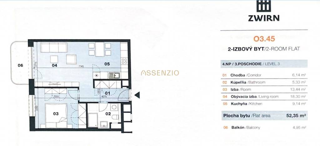 ASSENZIO-PREDAJ-2 IZBOVÝ BYT-60 M2-PROJEKT ZWIRN 3-LODŽIA - - 10